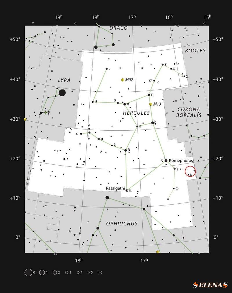 Карта созвездия Геркулеса