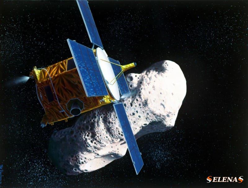 Художественный рендеринг космического корабля NASA Near Earth Asteroid Rendezvous (NEAR) на астероиде