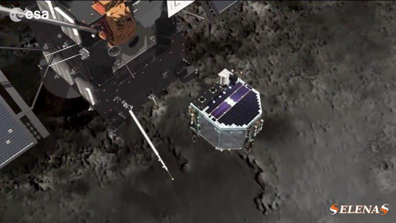 Компьютерное изображение зонда Rosetta на поверхности кометы