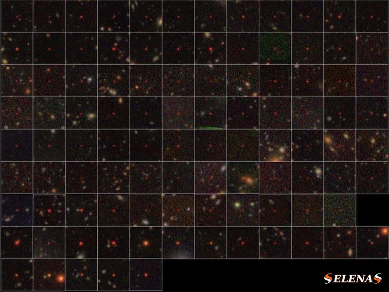 Вот 100 квазаров, идентифицированных по данным Hyper Suprime-Cam, установленного на телескопе Subaru.
