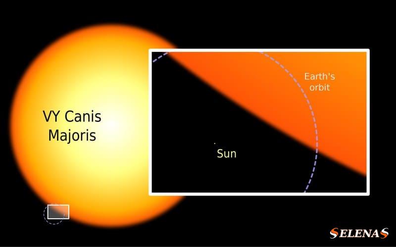 радиус VY Большого Пса как минимум в 1500 раз больше радиуса Солнца