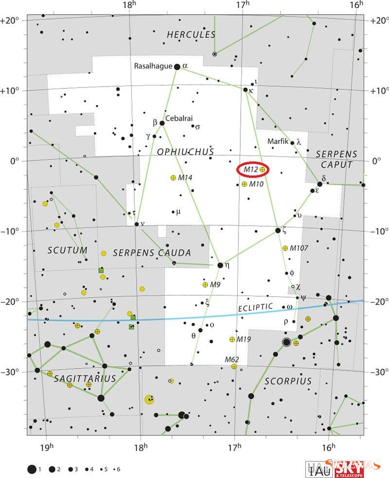 Расположение Мессье 12