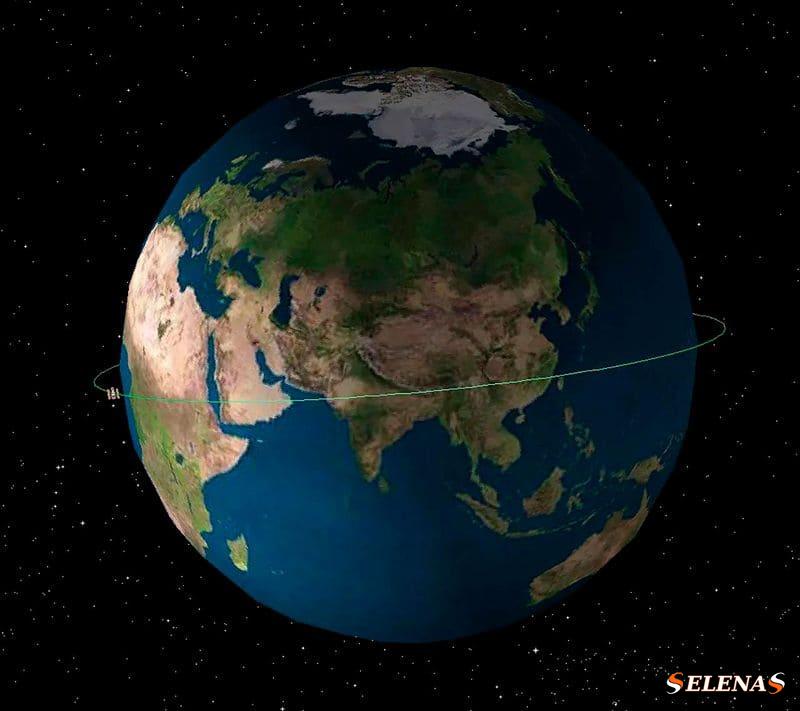 Иллюстрация, показывающая орбиту космического телескопа Хаббл вокруг Земли. 