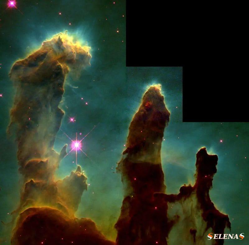 Знаменитый снимок Хаббла 1995 года «Столпы творения». 