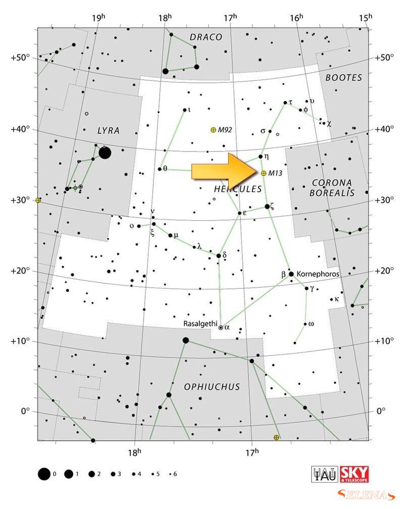 Расположение Мессье 13