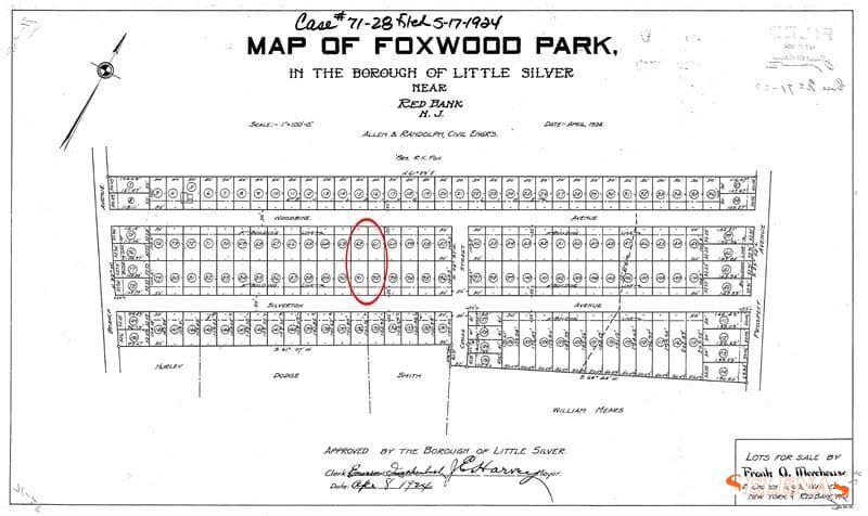 Карта района Фоксвуд-Парк в Литтл-Сильвер