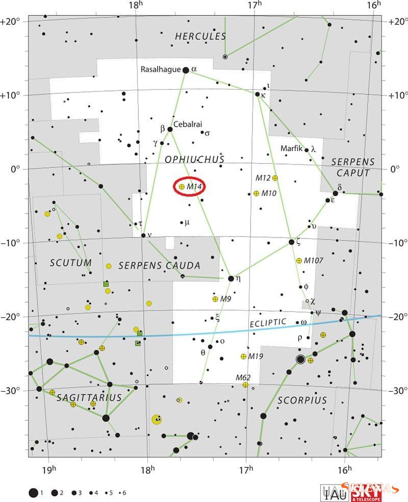 Расположение Мессье 14