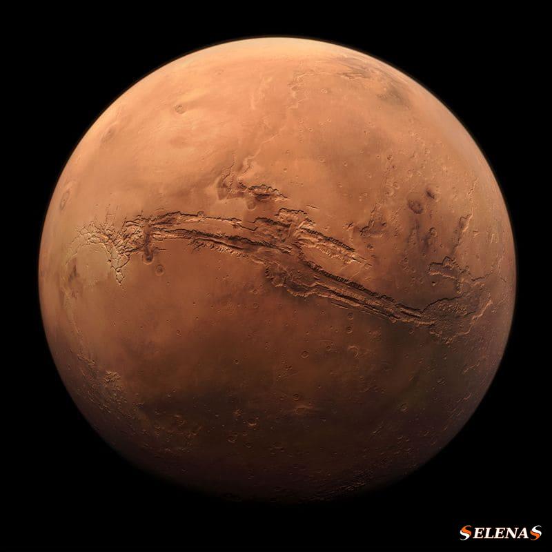 Планета Марс с изображением Долины Маринерис
